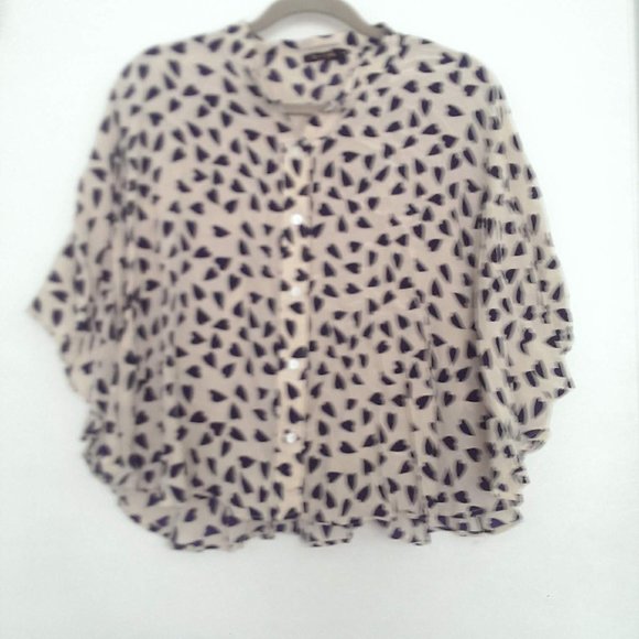Lauren Gold Navy blue and cream heart poncho - Picture 1 of 2